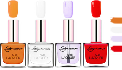 

Lady Fashion Extra Shine Extra Long Stay Chip Resistant Nail Polish Nude,White,Top Coat,Red(Pack of 4)