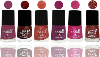 

FABIA 6pcs (6ml each) Glossy Shine Nail Polish Premium Collection for Wedding, Party, Collage Girls 144 Dark Cherry Blossom-Brick Red-Dark Peach-Shock Pink-Pink-Jerry Wine(Pack of 6)