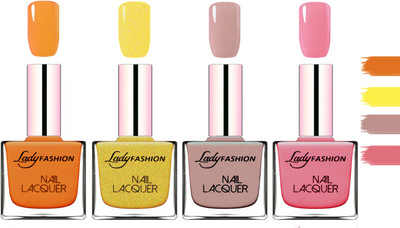 

Lady Fashion Extra Shine Extra Long Stay Chip Resistant Nail Polish Nude,Golden,Silky Purple,Silky Pink(Pack of 4)