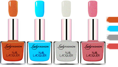

Lady Fashion Extra Shine Extra Long Stay Chip Resistant Nail Polish Copper,Sky Blue,Grey,Mauve(Pack of 4)