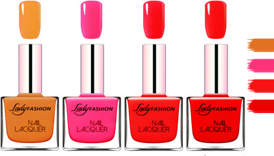 

Lady Fashion Extra Shine Extra Long Stay Chip Resistant Nail Polish Nude,Pink,Bright Red,Bright Red(Pack of 4)