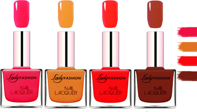 

Lady Fashion Extra Shine Extra Long Stay Chip Resistant Nail Polish Sweet Red,Nude,Juicy Red,Coffee(Pack of 4)