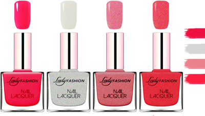 

Lady Fashion Extra Shine Extra Long Stay Chip Resistant Nail Polish Sweet Red,Grey,Mauve,Pink(Pack of 4)