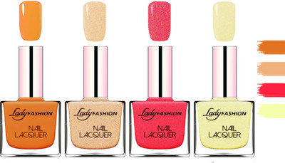 

Lady Fashion Extra Shine Extra Long Stay Chip Resistant Nail Polish Nude,Beach Nude,Bright Pink,Mettalic Gold(Pack of 4)
