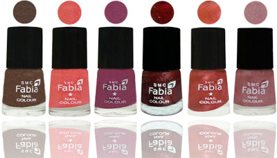 

FABIA 6pcs (6ml each) Glossy Shine Nail Polish Premium Collection for Wedding, Party, Collage Girls 30 Everglade-Light Peach-Dark Cherry Blossom-Brick Red-Dark Peach-Light pink(Pack of 6)