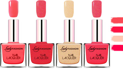 

Lady Fashion Extra Shine Extra Long Stay Chip Resistant Nail Polish Baby Pink,Pink,Beach Nude,Bright Pink(Pack of 4)