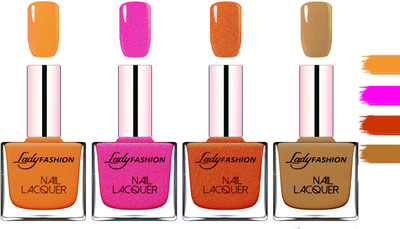 

Lady Fashion Extra Shine Extra Long Stay Chip Resistant Nail Polish Nude,Mettalic Pink,Copper,Mettalic Brown(Pack of 4)