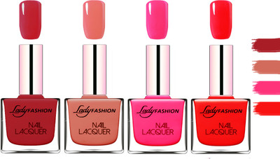 

Lady Fashion Extra Shine Extra Long Stay Chip Resistant Nail Polish Dark Red,Nude,Pink,Bright Red(Pack of 4)