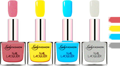 

Lady Fashion Extra Shine Extra Long Stay Chip Resistant Nail Polish Maroon,Yellow,Sky Blue,Grey(Pack of 4)