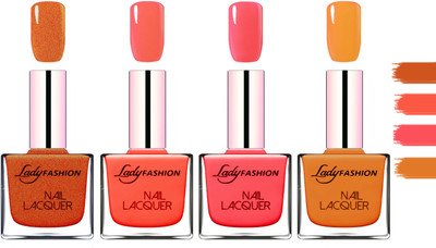 

Lady Fashion Extra Shine Extra Long Stay Chip Resistant Nail Polish Copper,Light Orange,Baby Pink,Nude(Pack of 4)