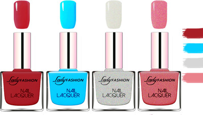 

Lady Fashion Extra Shine Extra Long Stay Chip Resistant Nail Polish Dark Red,Sky Blue,Grey,Mauve(Pack of 4)