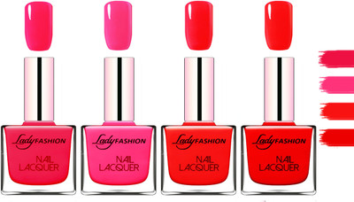 

Lady Fashion Extra Shine Extra Long Stay Chip Resistant Nail Polish Sweet Red,Pink,Bright Red,Bright Red(Pack of 4)