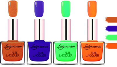 

Lady Fashion Extra Shine Extra Long Stay Chip Resistant Nail Polish Copper,Blue,Light Green,Juicy Orange(Pack of 4)