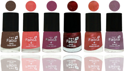 

FABIA 6pcs (6ml each) Glossy Shine Nail Polish Premium Collection for Wedding, Party, Collage Girls 25 Everglade-Light Peach-Dark Cherry Blossom-Brick Red-Dark Peach-Light Violet(Pack of 6)