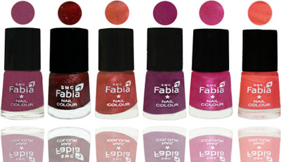 

FABIA 6pcs (6ml each) Glossy Shine Nail Polish Premium Collection for Wedding, Party, Collage Girls 118 Dark Cherry Blossom-Brick Red-Dark Peach-Shock Pink-Pink-Peach(Pack of 6)