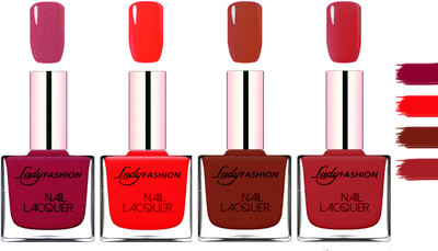 

Lady Fashion Extra Shine Extra Long Stay Chip Resistant Nail Polish Maroon,Juicy Red,Coffee,Dark Red(Pack of 4)