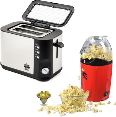 

BMS Lifestyle Kitchen Combo of Popcorn Maker and 600 W Pop Up Toaster(Multicolor)