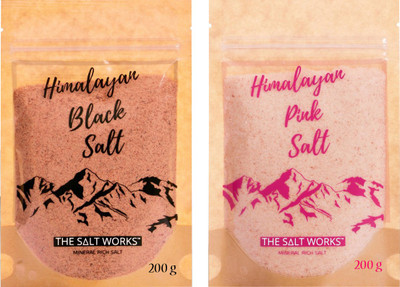 

THE SALT WORKS Himalayan Pink & Black Salt (Combo Pack Fine Grain, 200g each) Himalayan Pink Salt(400 g, Pack of 2)