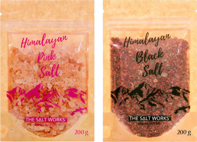

THE SALT WORKS Himalayan Pink & Black Salt (Combo Pack Coarse Grain, 200g each) Himalayan Pink Salt(400 g, Pack of 2)