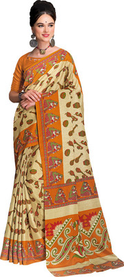 Ratnavati Printed Kalamkari Art Silk Saree(Multicolor)