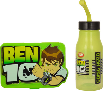 

JEWEL Ben 10 Green Plastic Lunch box and Polo small water bottle School Set