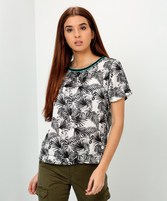 Lee Women Printed Casual Black, White Shirt