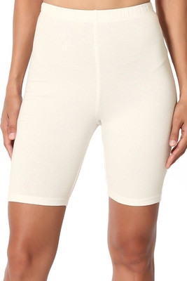 Omikka Solid Women White Cycling Shorts