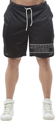 AESTHETICBODIES Printed Men Black Sports Shorts