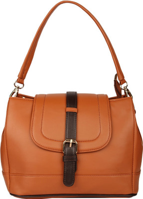 

Dewberries Women Evening/Party, Casual, Formal Tan, Black PU Sling Bag, Black;tan