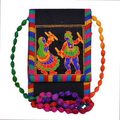 

KRISHNA HANDLOOM Women Casual Black Cotton Sling Bag