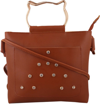 

Awis Women Evening/Party Brown Cotton Sling Bag