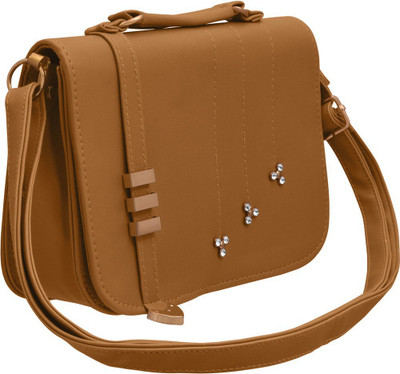 

TAP FASHION Women Casual Tan PU Sling Bag