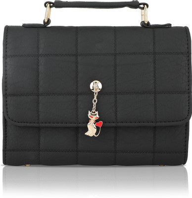 

Fiona Trends Women Evening/Party Black PU Sling Bag