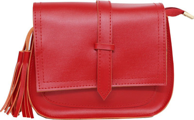 

Ravi Collections Women Casual Red PU Sling Bag