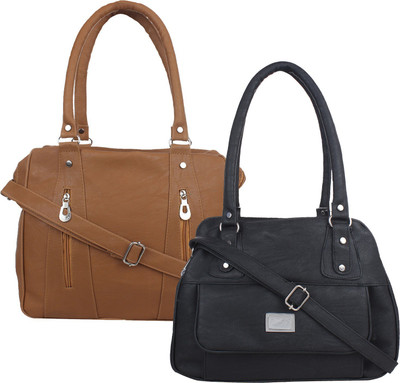 Element Cart Women Evening/Party, Casual Brown, Black PU Sling Bag, Black;brown