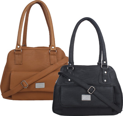 

Element Cart Women Evening/Party Brown, Black PU Sling Bag, Black;brown