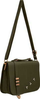 

TAP FASHION Women Casual Green PU Sling Bag