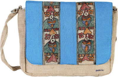 

iMithila Women Casual Beige, Multicolor Jute, Cotton Sling Bag
