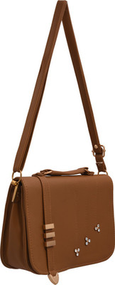 

TAP FASHION Women Casual Tan PU Sling Bag