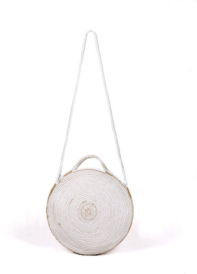 

nirmitiart Women Casual White Cotton Sling Bag