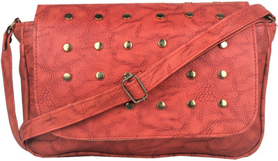 

FRIENDS & COMPANY Women Evening/Party, Casual Maroon Leatherette Sling Bag