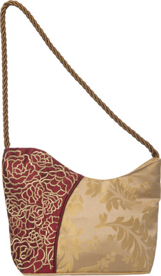 Varasiddhisilks Women Casual Gold, Maroon Silk Sling Bag