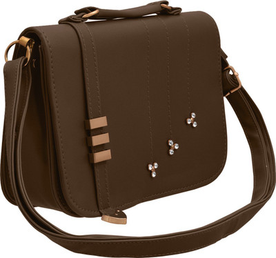 

TAP FASHION Women Casual Brown PU Sling Bag