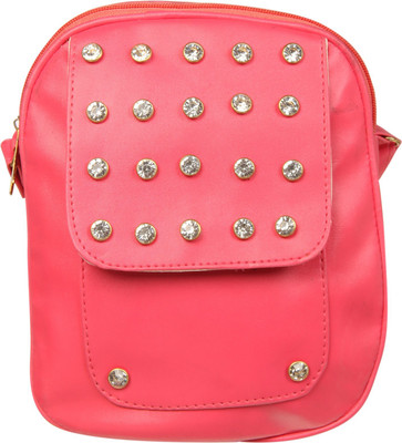 

Alee Women Casual, Evening/Party Pink Leatherette Sling Bag