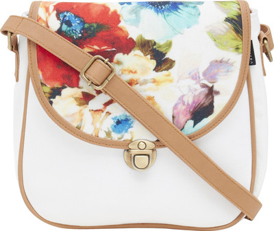 

Haqeeba Women Casual White Canvas Sling Bag