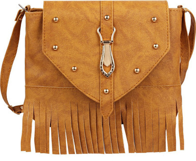 BISMAADH Women Casual Yellow PU Sling Bag