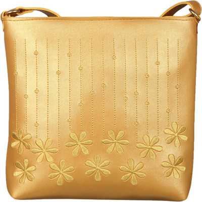 

Adine Women Casual Gold Leatherette Sling Bag