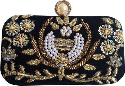 

ADVIKTION GROUP Women Evening/Party Black Velvet, Metal Clutch