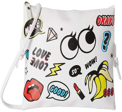 

Aeoss Women Casual White Synthetic Leather Sling Bag