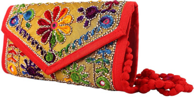 

Craft Trade Women Evening/Party Yellow Cotton Sling Bag